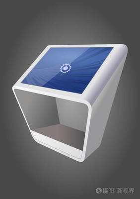 白色促銷交互式信息亭終端站式觸摸屏顯示。模擬模板